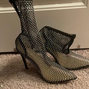 Rhinestone see through booties